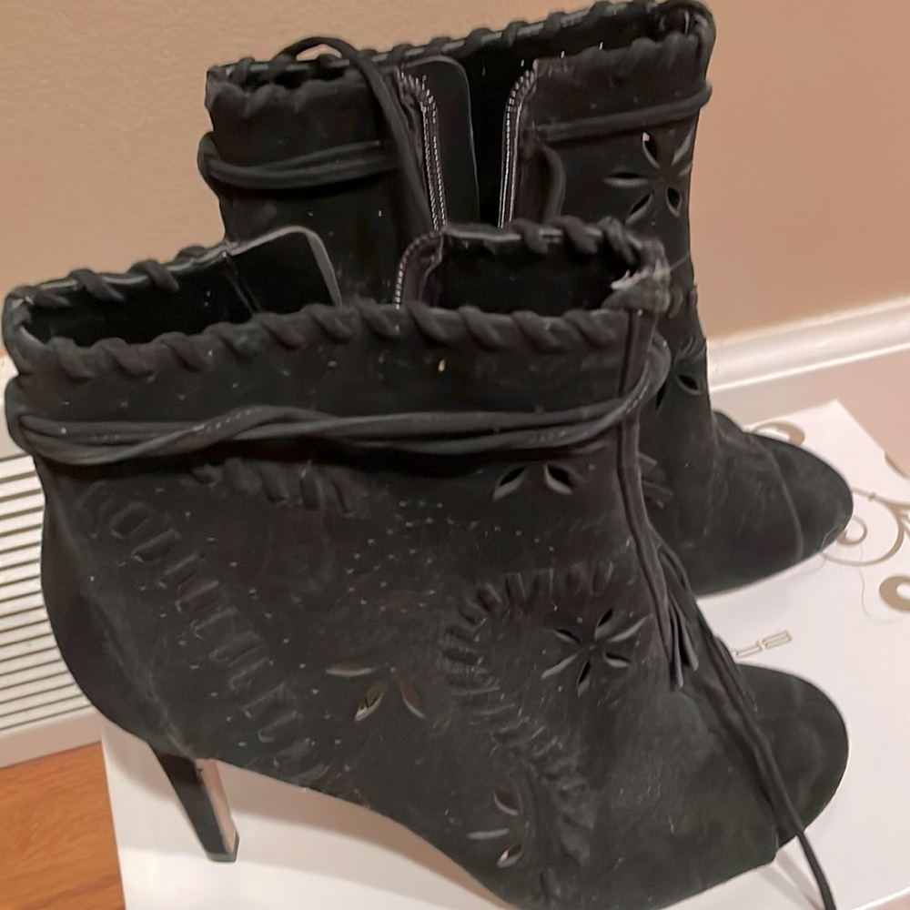 Peep toe heeled booties